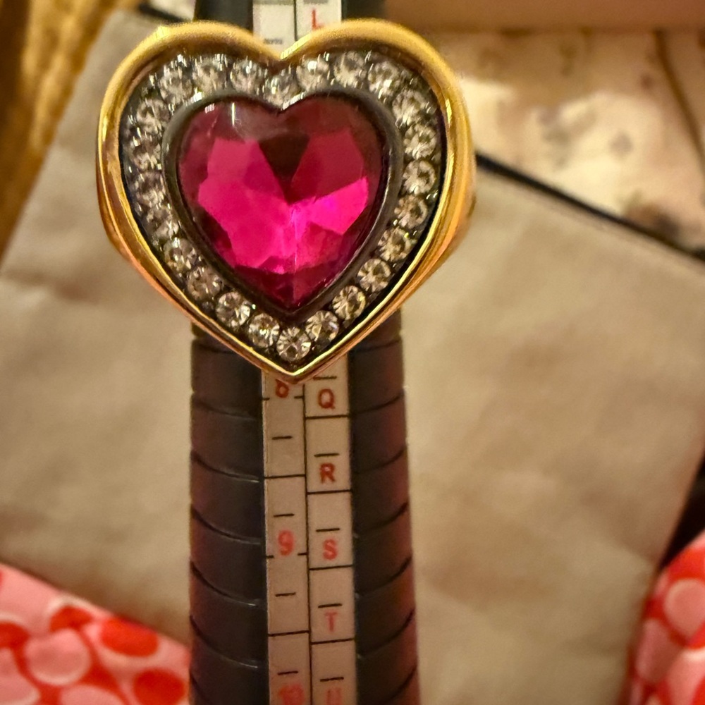 Kurt Geiger Pink Heart Ring with Gold and Silver Accents